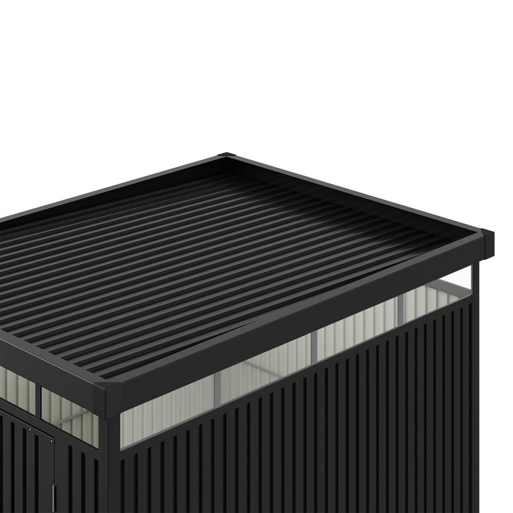 6.56ft×8.46ft Metal Garden Storage Shed Skylight Roof Shed, Flat Roof Storage