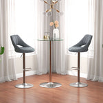 Round Bar Table With Glass Top And Steel Base For Home Bar