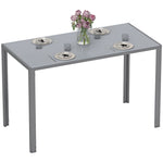 HOMCOM Modern Rectangular 4 Seater Dining Table With Tempered Glass Top