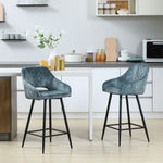 Velvet-touch Bar Stools Counter Set Of 2 | Blue