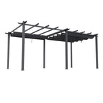 6m X 3m Aluminium Pergola With Retractable Roof,with Pu-coated Polyester,charcoal Grey,outdoor Garden Gazebos Water-resistant