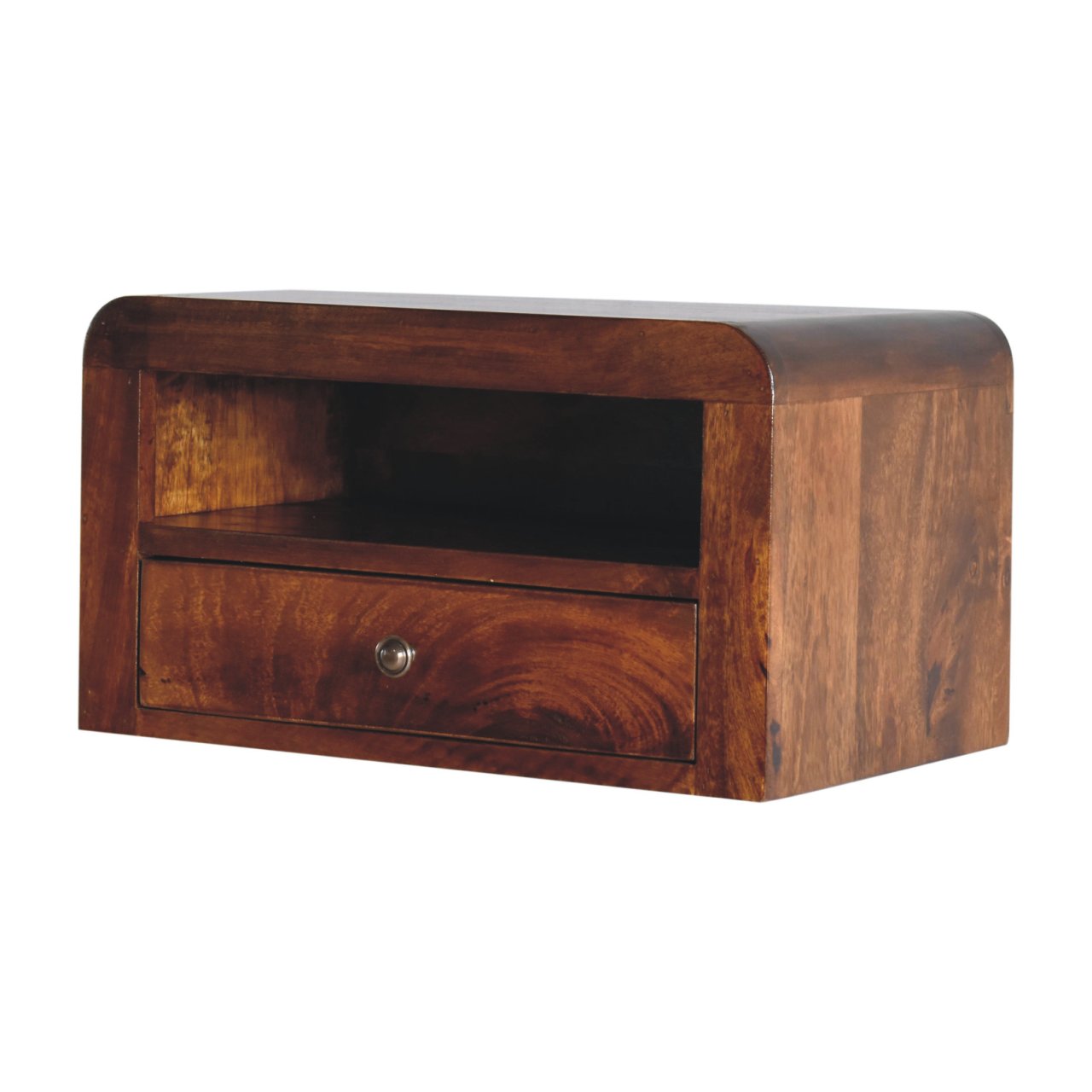 Solid Wood Chunky Chestnut 1 Drawer Wall Mounted Nightstand