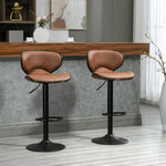 Bar Stool Set Of 2 Microfiber Adjustable | Brown