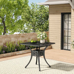 Living and Home Cast Aluminum Square Outdoor Dining Table Black