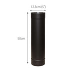 5 Inch (125mm) Straight Stove Flue Pipe 500mm Long Matte Black Stainless Steel