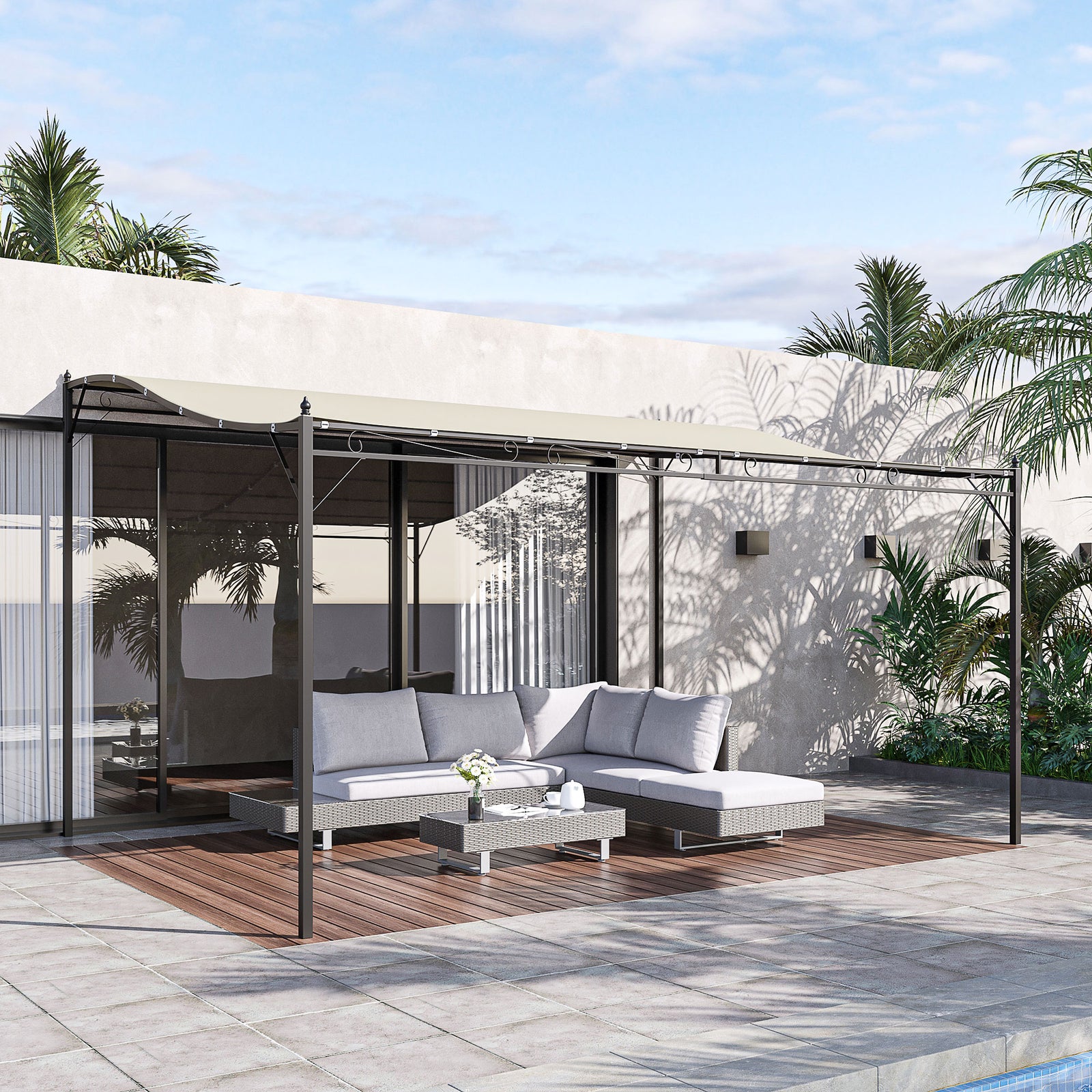 Gazebo Backyard Pool Garden Pergola Canopy Sun Shade Top | Large | Cream