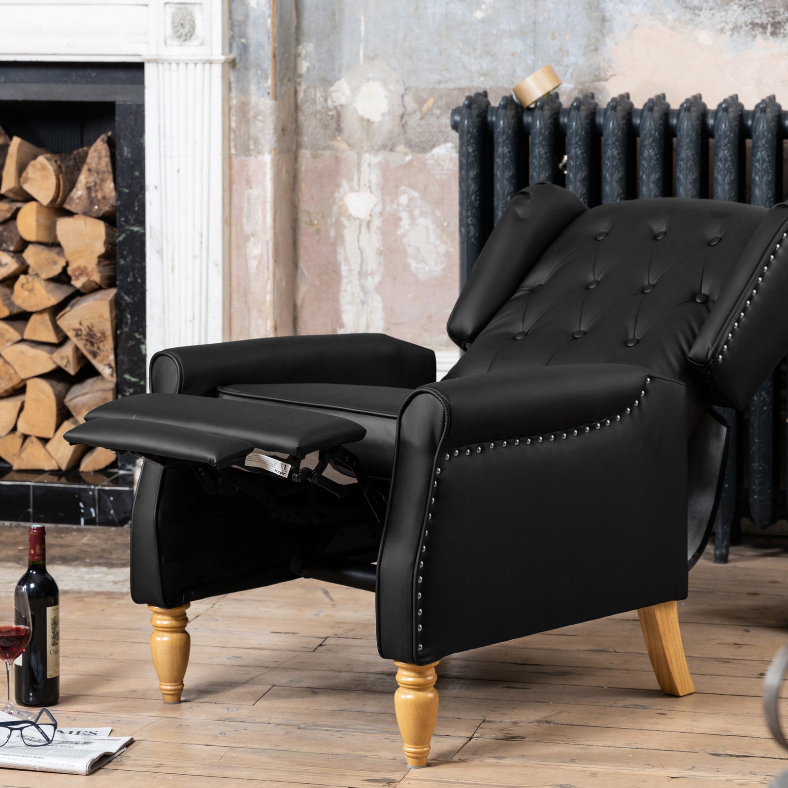 Galena Recliner Armchair | Black