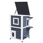 Wooden Cat House Condos Cat Cave 2 Floor Pet Shelter Outdoor Furniture