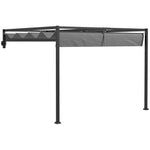 Wall Mounted Pergola With Retractable Sun Shade Canopy | Large | Dark Gray