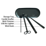 Luxury 5 Piece Candle Care Kit | Wick Trimmer, Snuffer, Dipper, Tray, And Electric Lighter