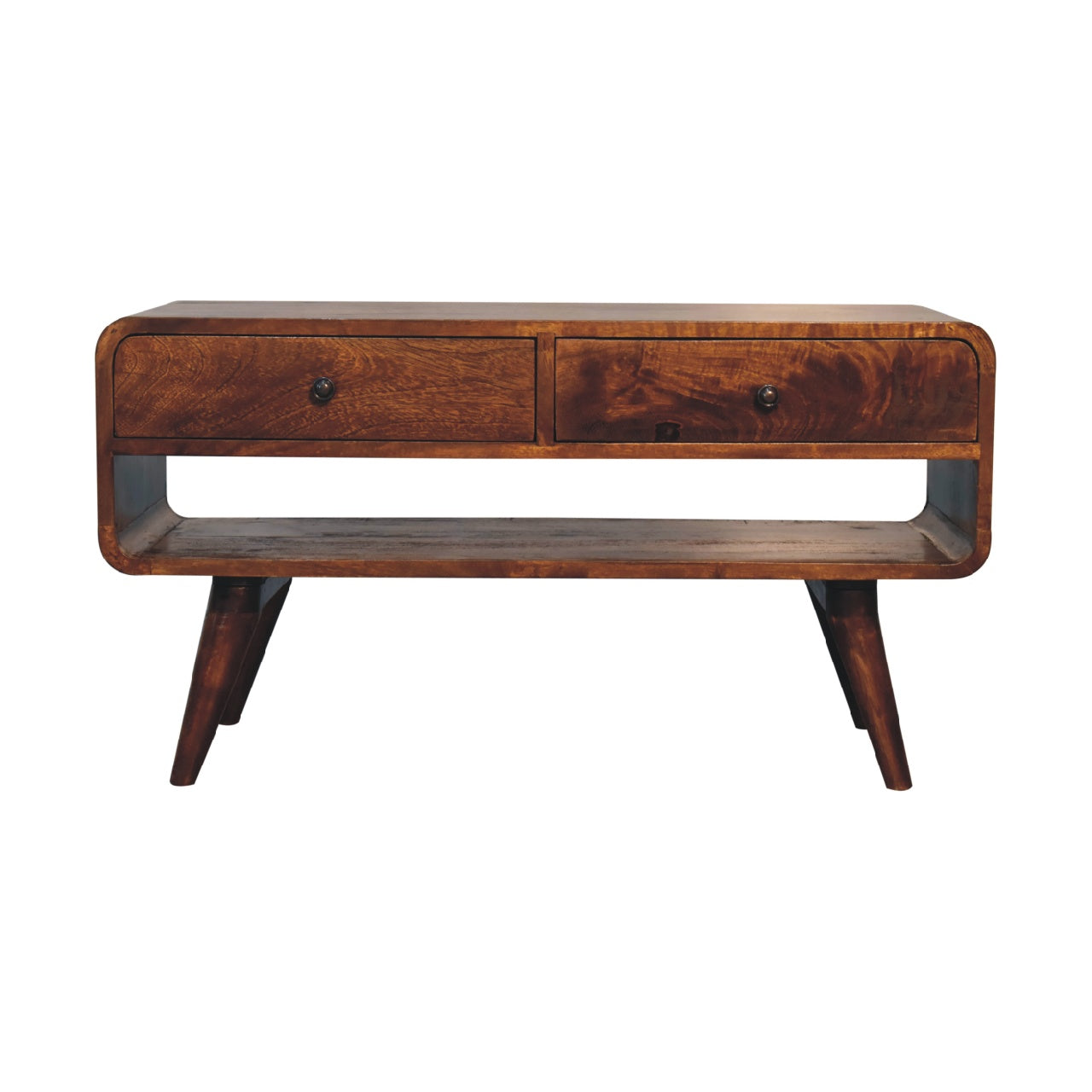 Solid Wood Reverse Curved Chestnut Media Unit
