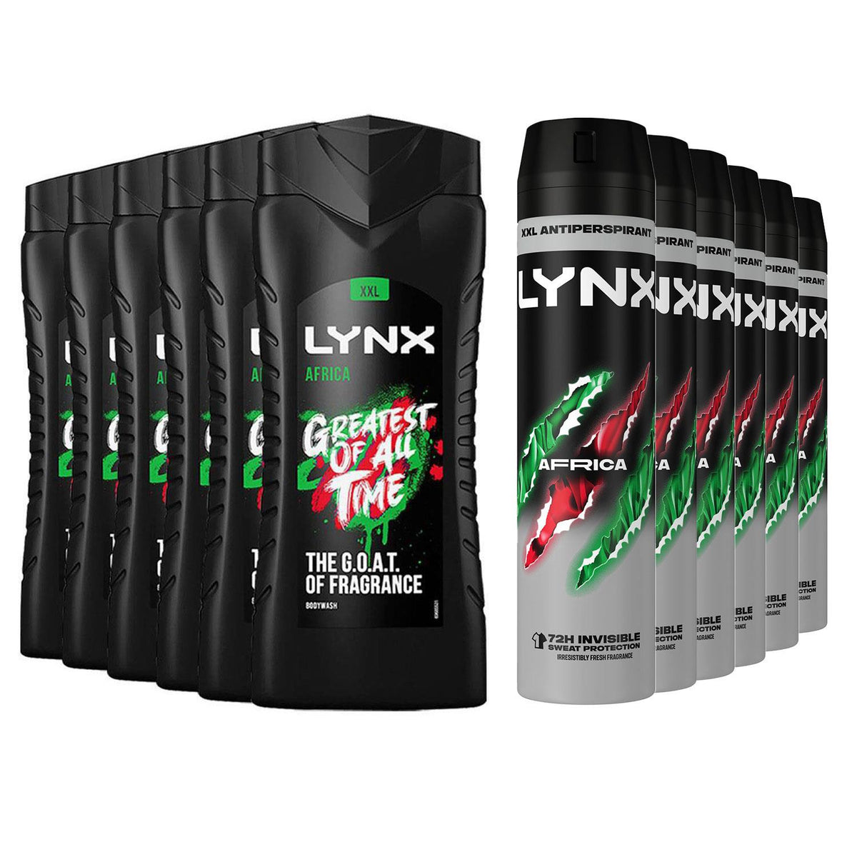 Africa 12h Refreshing Shower Gel 500ml & 72h Fresh Antiperspirant 250ml, 6 Pack