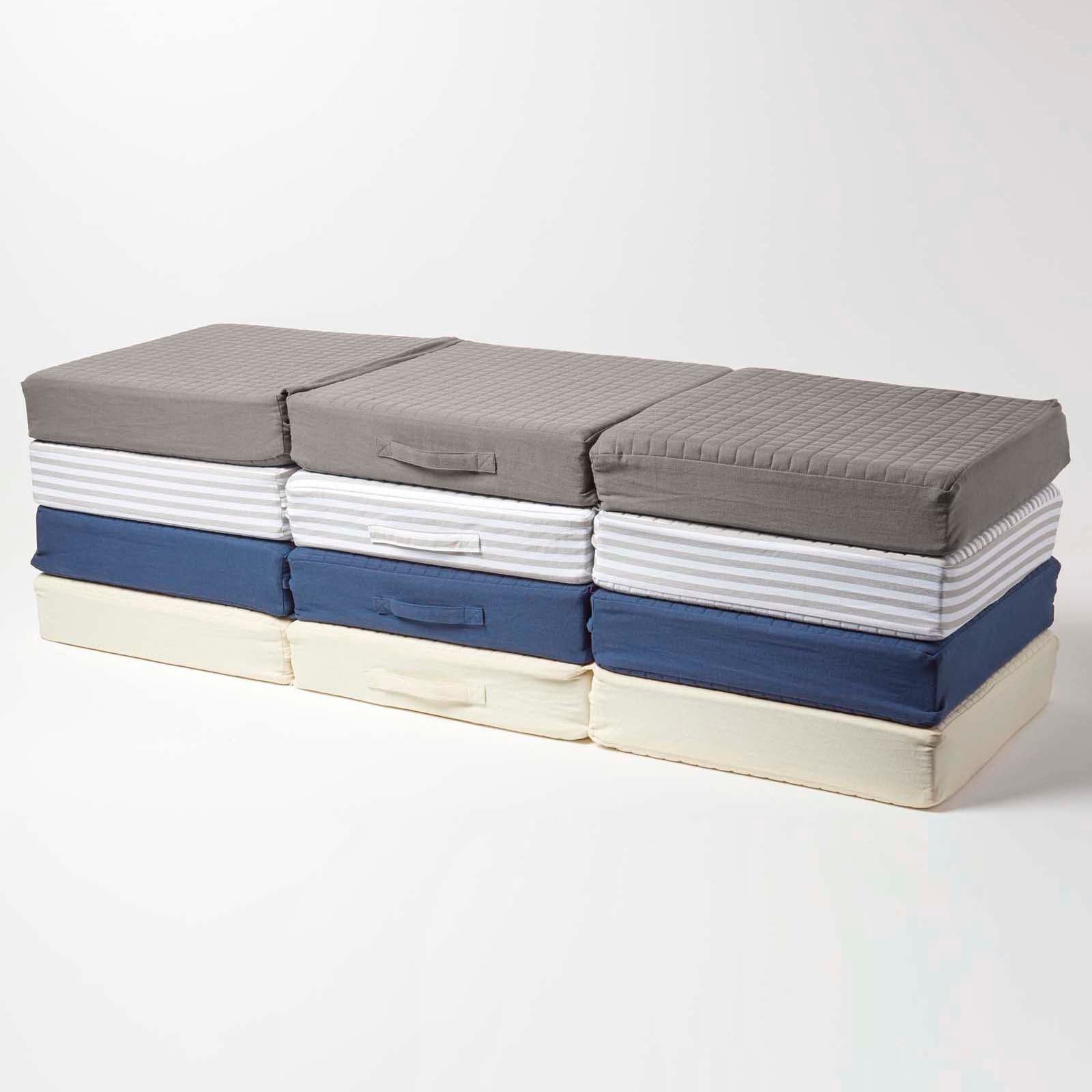 Quilted Cotton 3 Seater Orthopaedic Booster Cushion Cover | 50cm x 150cm | Navy Blue