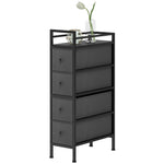 HOMCOM Narrow 4 Drawer Dresser With Steel Frame, Chest Of Drawers, Black