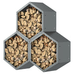 Steel Firewood Log Rack Fireplace Log Holder | Gray