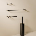 Bathroom Accessory Set 5 Pcs Hooks Rail Toilet Brush&paper Holder | Matte Black