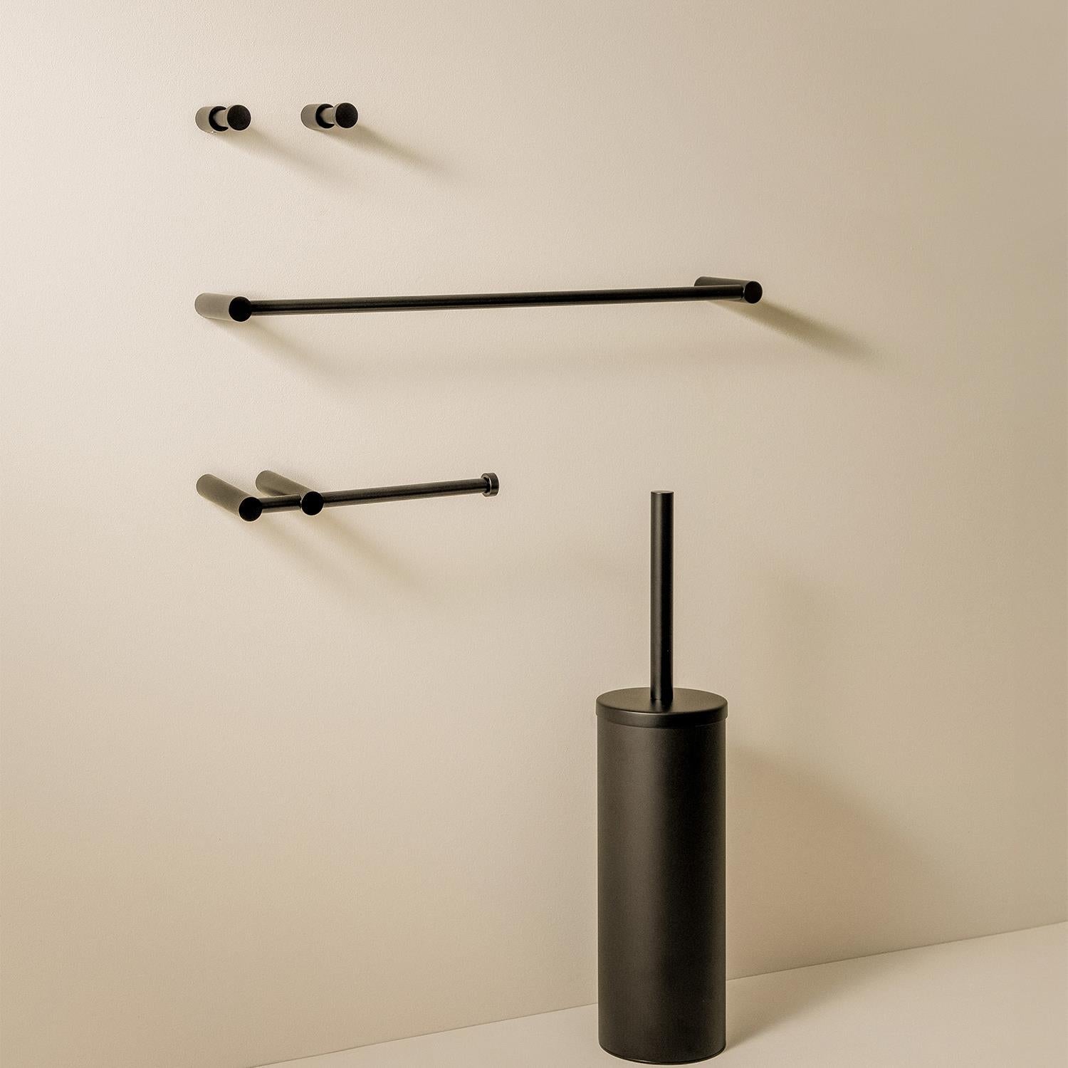 Bathroom Accessory Set 5 Pcs Hooks Rail Toilet Brush&paper Holder | Matte Black