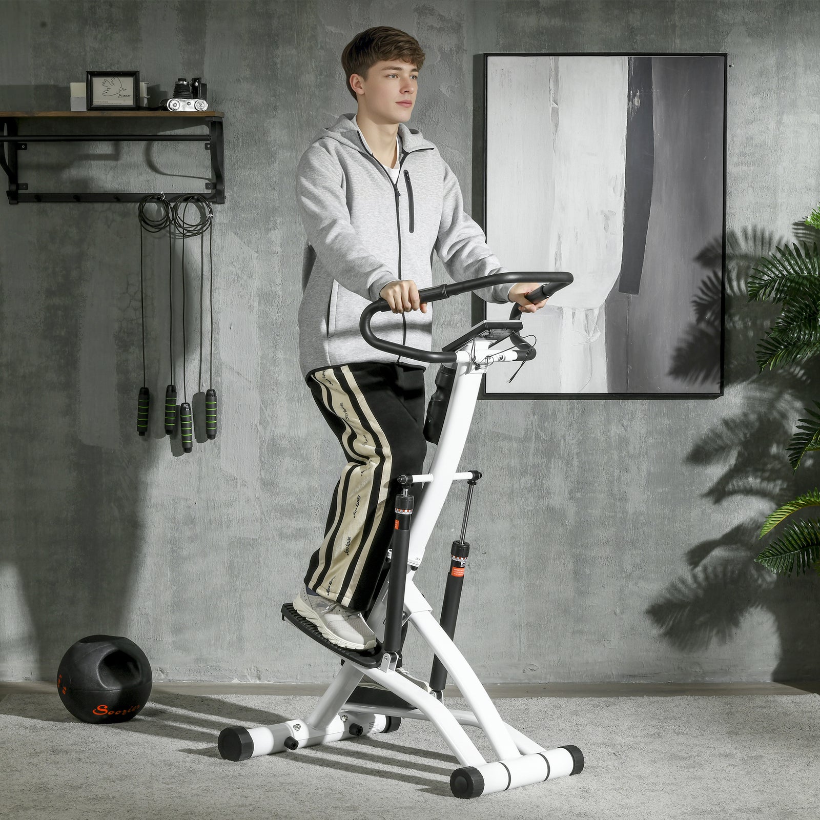 Stepper Machine With 12-level Hydraulic Resistance, Lcd Monitor