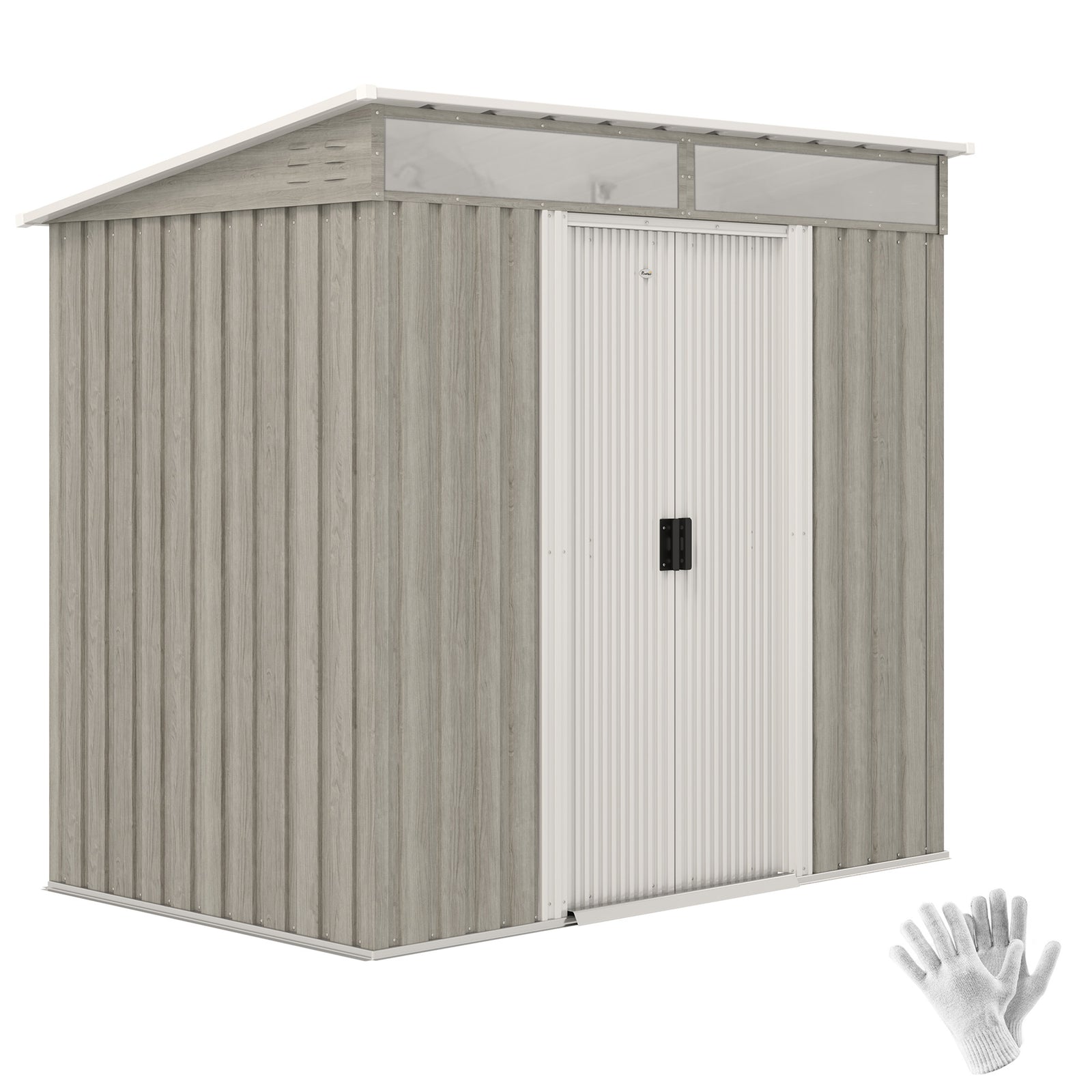 6.5x4ft Galvanised Metal Shed, Grey