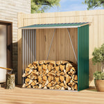 Garden Outdoor Metal Firewood Log Storage Shed | Green