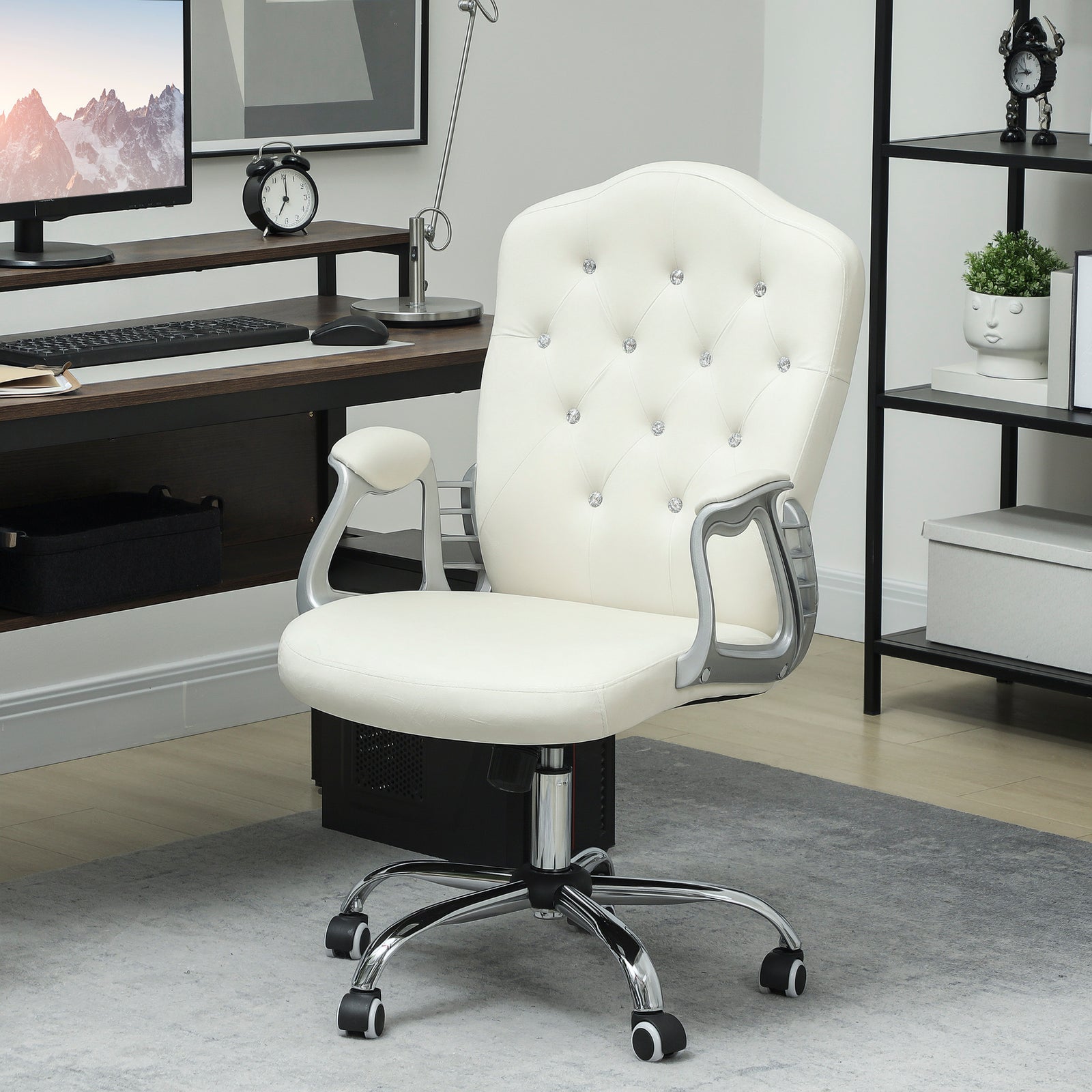 Office Chair with Adjustable Height Tilt Function | Cream