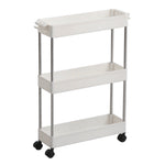 Slim Rolling Storage Cart Corner Storage Rack Shelf Plastic | Small | White