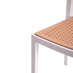 Set Of 4 Pseudo-rattan Pp Dining Chair With Armrest | White