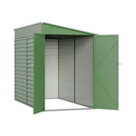 Zinc Steel Metal Garden Shed 4.7 × 8.86 Ft, Sloped Roof Outdoor Storage Shed With Built-in Hooks, Space-saving Design