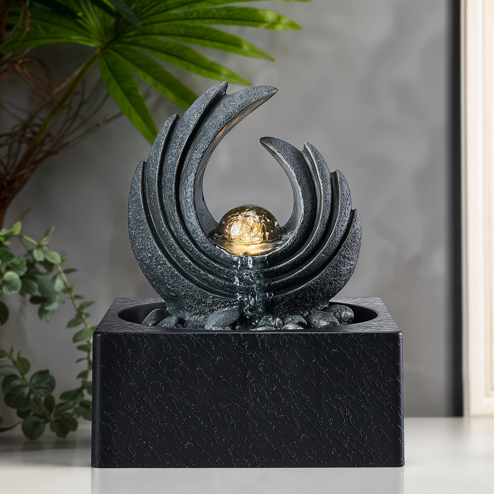 Tabletop Waterfall Fountain With Led Crystal Ball Fountain For Meditation Decor