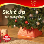 Glitter Christmas Tree Skirt Square 48x48cm | Red