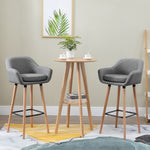 Upholstered Bucket Seat Bar Stools W/ Wood Legs