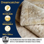Blanket Throw Soft Faux Fur 160 X 130cm Fleece Overblanket Fluffy Blanket  For Sofa & Beds | L | Cream
