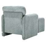 Chenille Upholstered Armchair With Footstool | Grey