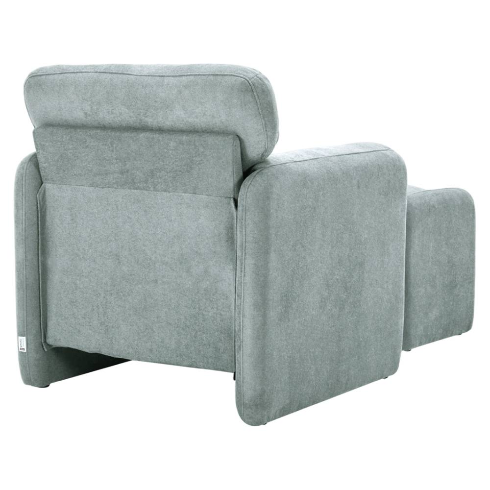 Chenille Upholstered Armchair With Footstool | Grey