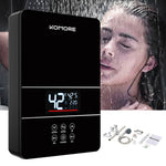 6kw Instant Electric Water Heater – Compact, Safe, Touch-controlled With Shower Kit | Black