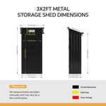 3x2ft Outdoor Metal Garden Storage Shed Small Garden Shed | Black