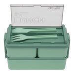 Dual-layer Plastic Bento Lunch Box With Cutlery | Green