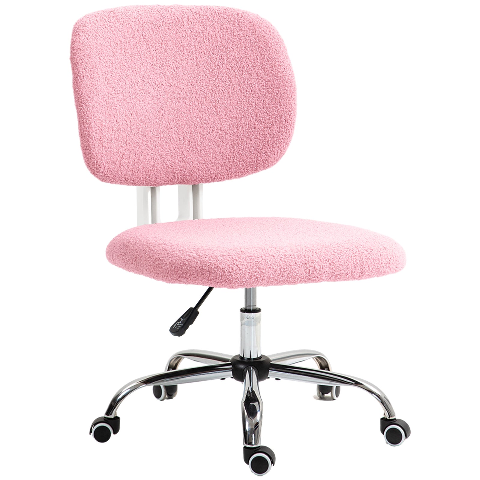 Teddy Fleece Desk Chair W/ Adjustable Height, Pink