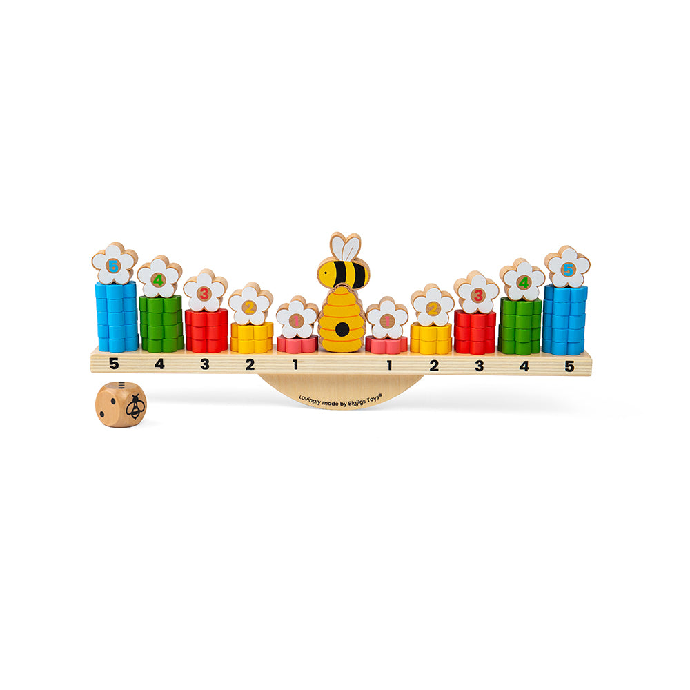 Wooden Bee Balanced Game, With Cotton Drawstring Bag