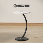 HOMCOM C Shaped Side Table, Round Bedside Table W/ Marble Effect Top, White
