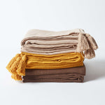 Cotton Rajput Ribbed Throw | 225cm x 255cm | Mustard