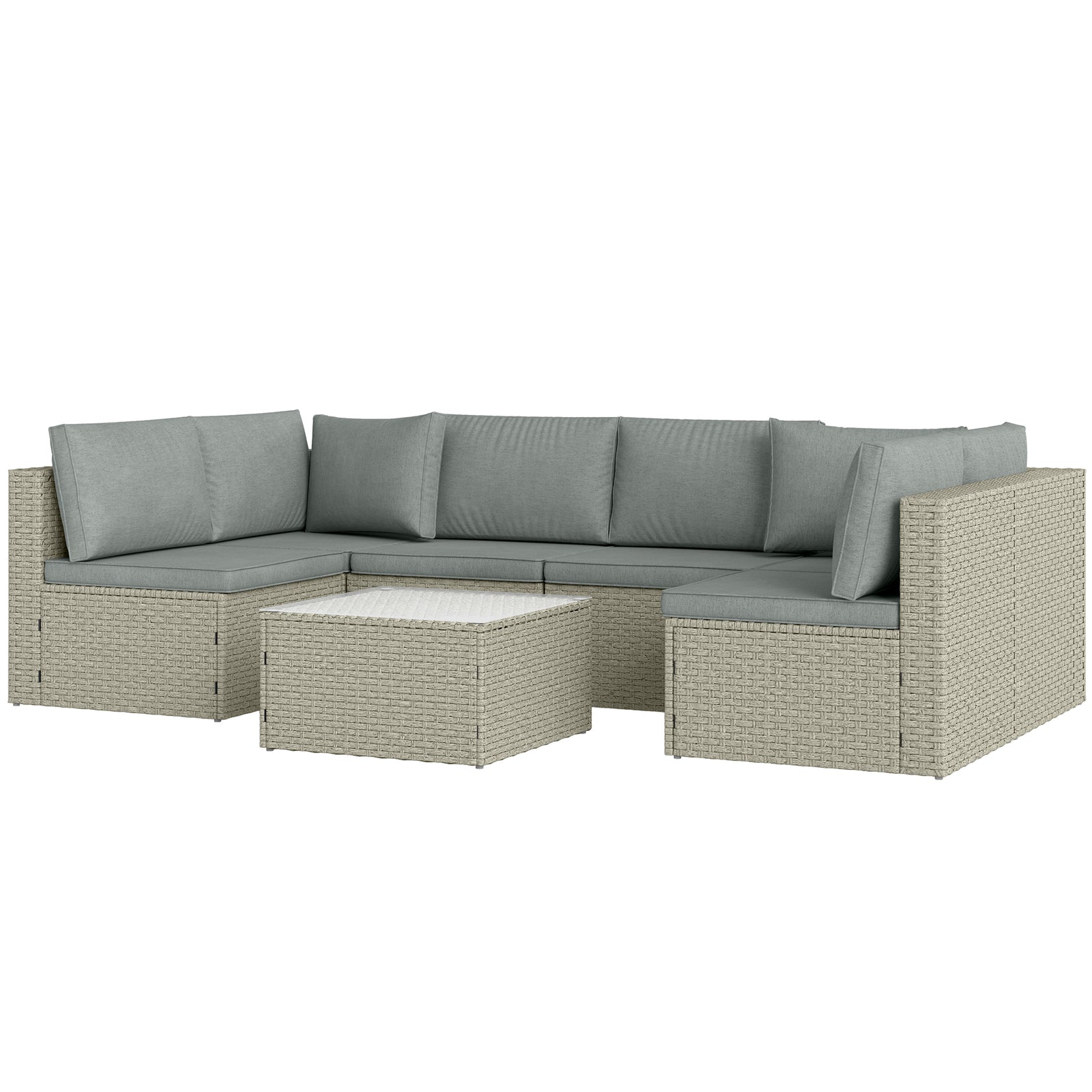 Outsunny 7 Pieces Rattan Garden Furniture Set W/ Cushions