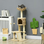 116cm Cat Tree Tower W/ Scratching Post, Cat House, Ball, Platform, Beige