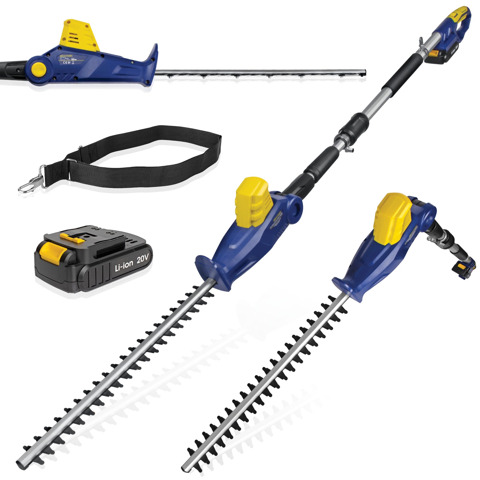 Cordless Hedge Trimmer 18v Li-ion Long Reach Telescopic Garden Hedge Cutter, Battery & Charger Included