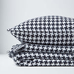 Houndstooth Design 100% Cotton Bedspread Throw | 150cm x 200cm | Black