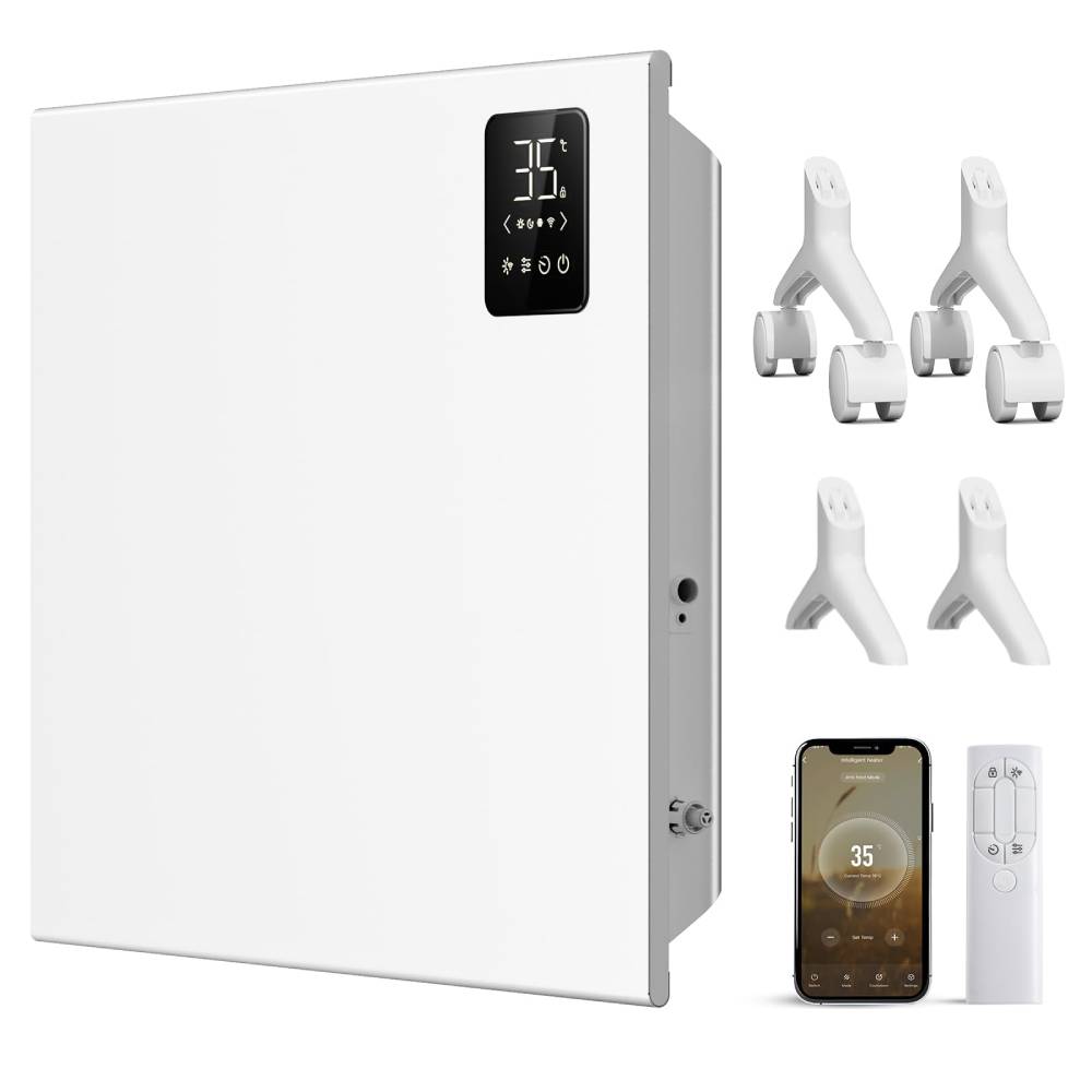 1000w/1500w/2000w Convection Heater With Wifi App & Voice Control, 3 Modes, 24h/7d Timer, Remote Control, Child Lock, Wall Mounted Or Freestanding | Small