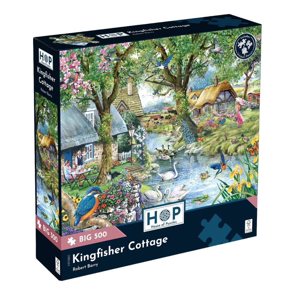 The House of Puzzles Kingfisher Cottage Big 500 Piece Jigsaw Puzzle