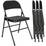 HOMCOM 4 Pack Linen-look Padded Folding Chairs With Cushioned Seat Black