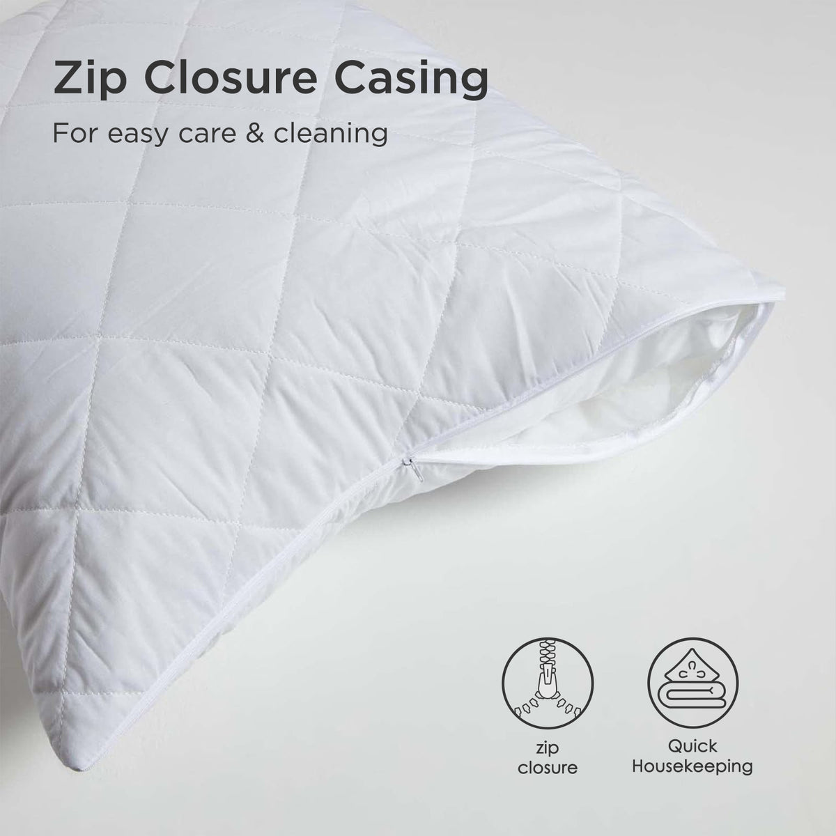 Cotton Rich Quilted Pillow Protectors | 80cm x 80cm | White