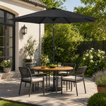 3m Garden Parasol Adjustable Tilting Parasol With Crank Handle With Classic Design Heavy-duty Round Base | One Size | Black